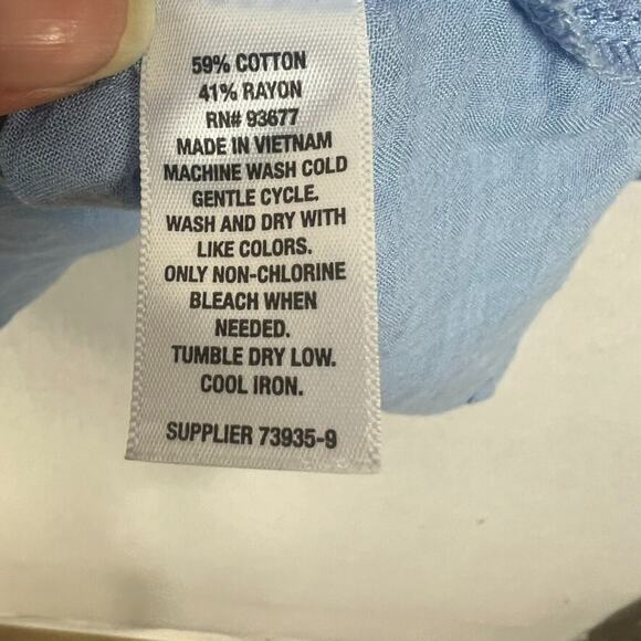 A.n.a A New Approach Shirt Women's Size XL Blue V-Neck Balloon Long Sleeve Top - Picture 6 of 7